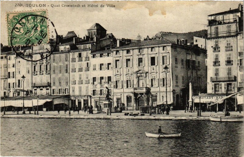 Carte postale ancienne Toulon Quai Cronstadt et Hotel de Ville à Toulon
