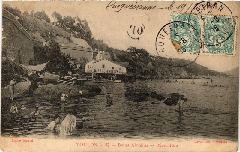 Carte postale ancienne Toulon Mourillon-Bains Alméras à Toulon