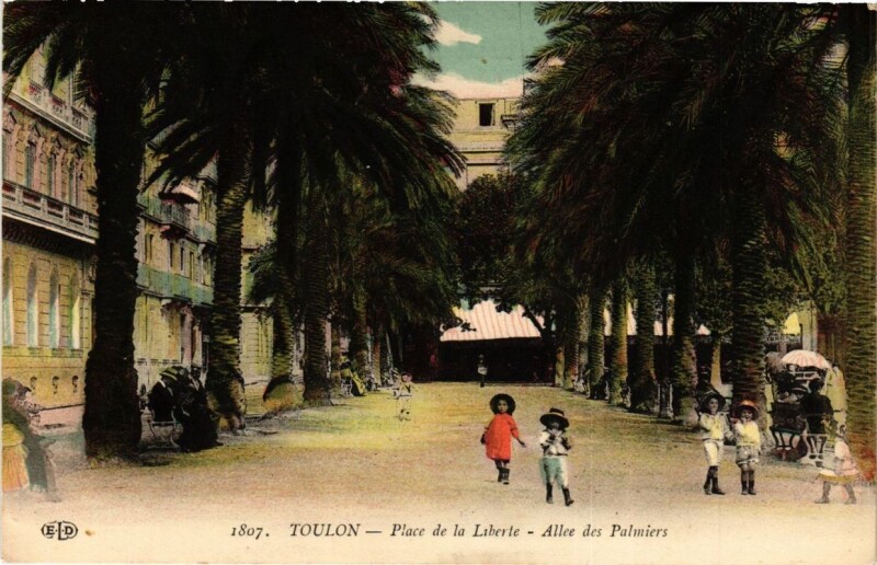 Carte postale ancienne Toulon Place de la Liberté-Allée des Palmiers à Toulon