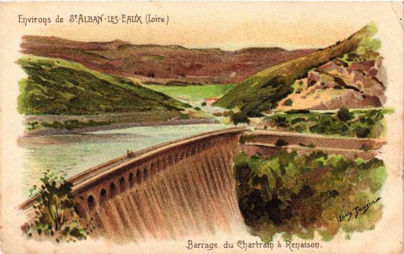 Carte postale ancienne Environs de Saint-Alban-les-Eaux - Barrage du Chartrain a Renaison à Renaison
