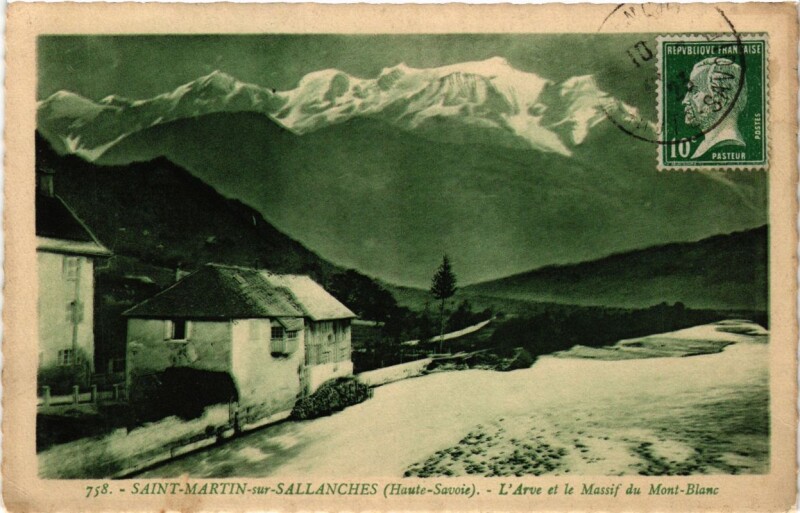 Carte postale ancienne Saint-Martin-sur-Sallanches - L'Arve et le Massif... à Sallanches