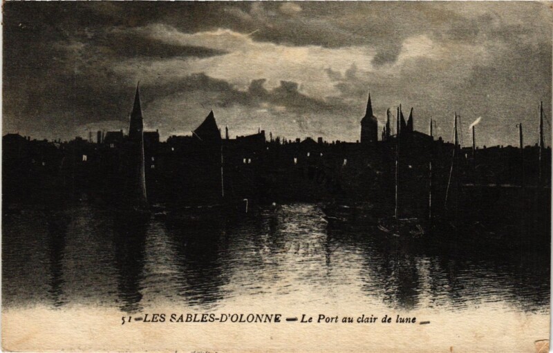 Carte postale ancienne Les Sables-d'Olonne - Le Port au claire de lune aux Sables-d'Olonne