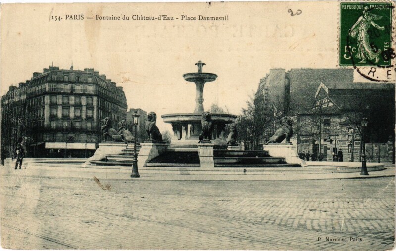 Carte postale ancienne Paris 12e-Fontaine du Cháteau d'Eau-Place Daumesnil à Paris 12e