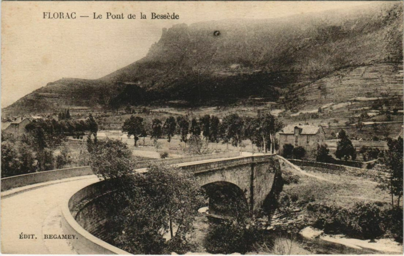 Carte postale ancienne Florac Le Pont de la Bessede France