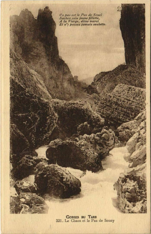 Carte postale ancienne Gorges du Tarn Le Chaos et le Pas de Soucy France