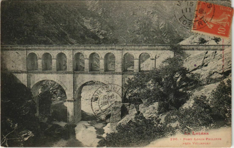 Carte postale ancienne Pont Louis Philippe pres Villefort France à Villefort