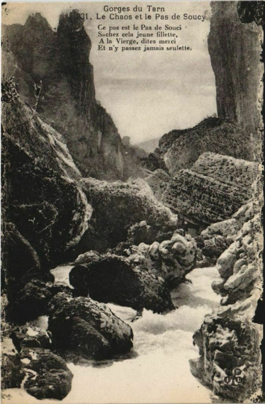 Carte postale ancienne Gorges du Tarn Le Chaos et le Pas de Soucy France
