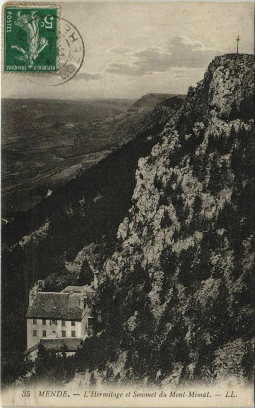 Carte postale ancienne Mende L'Hermitage et Sommet du Mont Mimat France à Mende