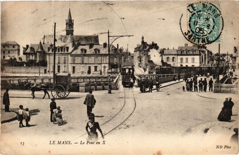 Carte postale ancienne Le Mans - Le Pont en X au Mans