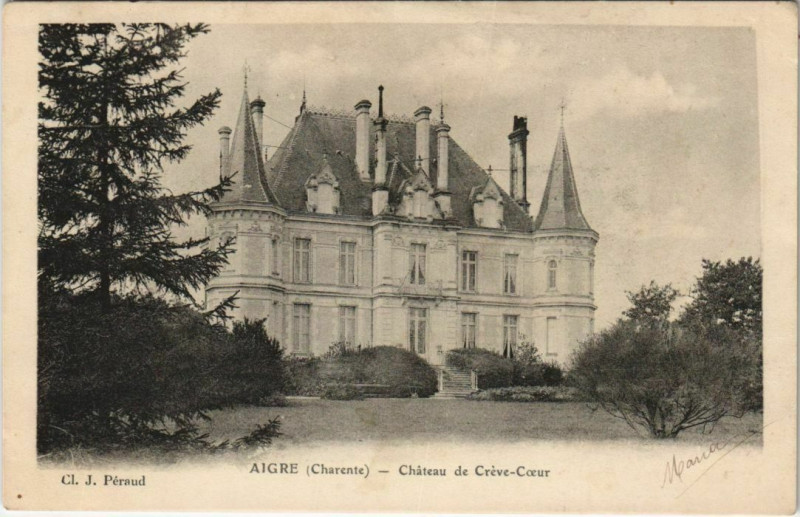 Carte postale ancienne Aigre Chateau de Creve-Coeur à Aigre