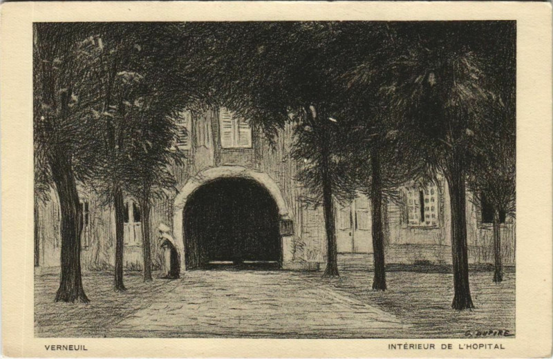 Carte postale ancienne Verneuil Interieur de l'Hopital à Verneuil