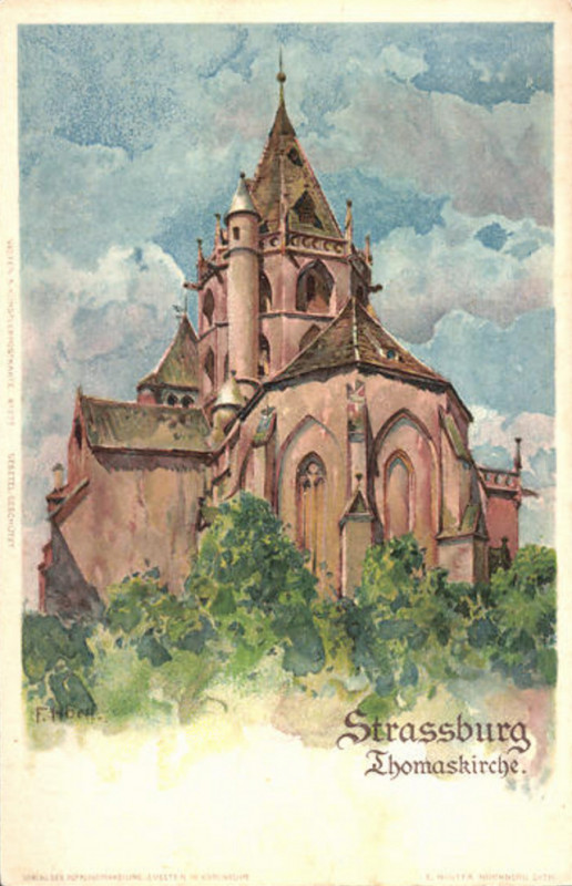 Carte postale ancienne F X Hoch Straßburg Thomaskirche