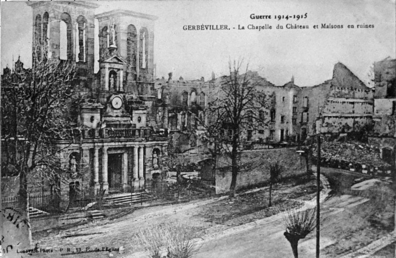 Carte postale ancienne Gerbéviller 1915 chapelle palatine 1008326