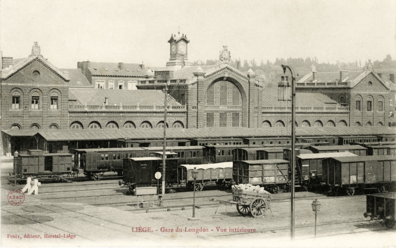 Carte postale ancienne Gare Longdoz quais et trains