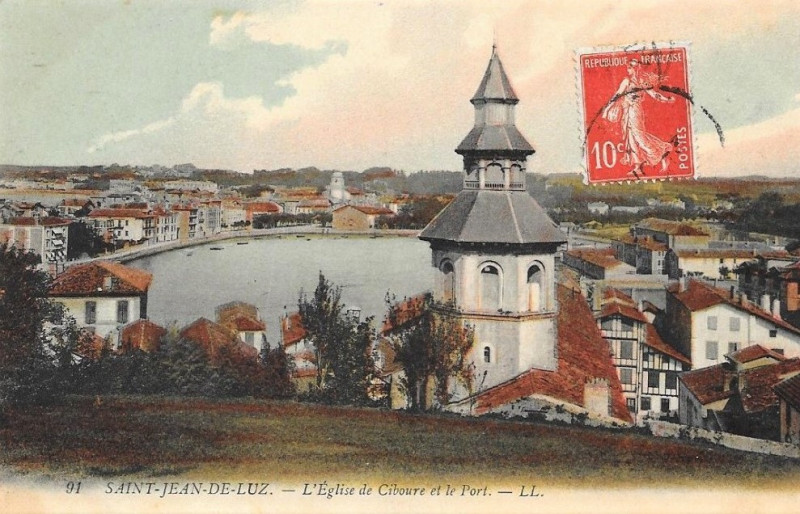 Carte postale ancienne Ciboure - Eglise et Port (Ll)