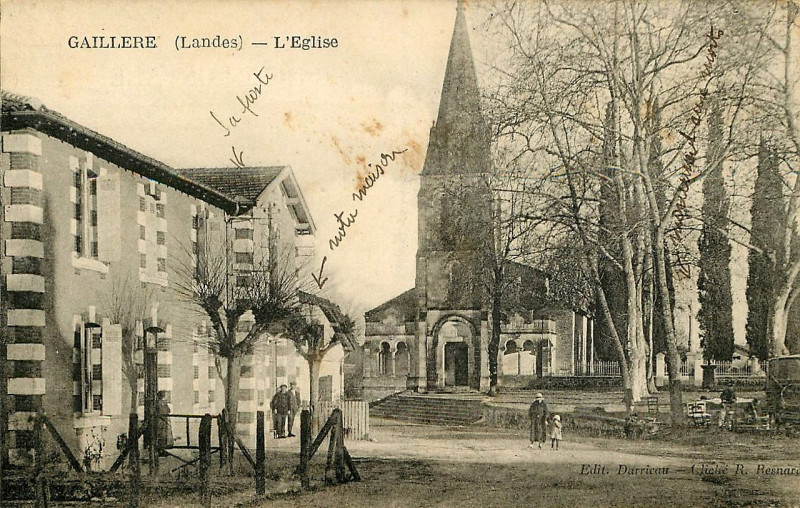 Carte postale ancienne Gaillères (Landes) - Eglise 1