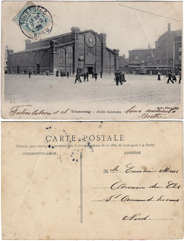 Carte postale ancienne Halles Centrales à Tourcoing