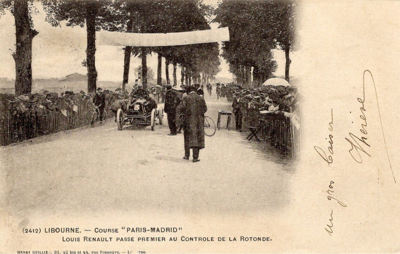 Carte postale ancienne Course Paris-Madrid - étape dans le bordelais 7