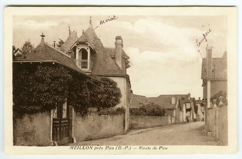 Carte postale ancienne 1946 Meillon Maisons Mirat et Laupere - Edition CAPDEROU, Meillon (CARRACHE, éditeur, Pau)