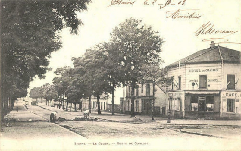 Carte postale ancienne Stains.Route de Gonesse.Hôtel Le Globe