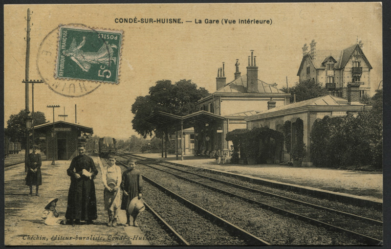 Carte postale ancienne La Gare (Vue Intérieure) à Sablons sur Huisne