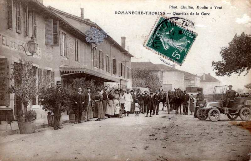 Carte postale ancienne Quartier de la Gare à Romanèche-Thorins