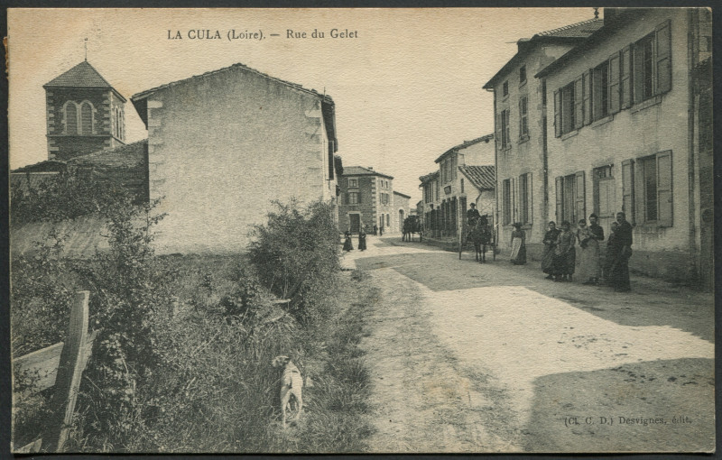 Carte postale ancienne La Cula - Rue du Gelet à Genilac
