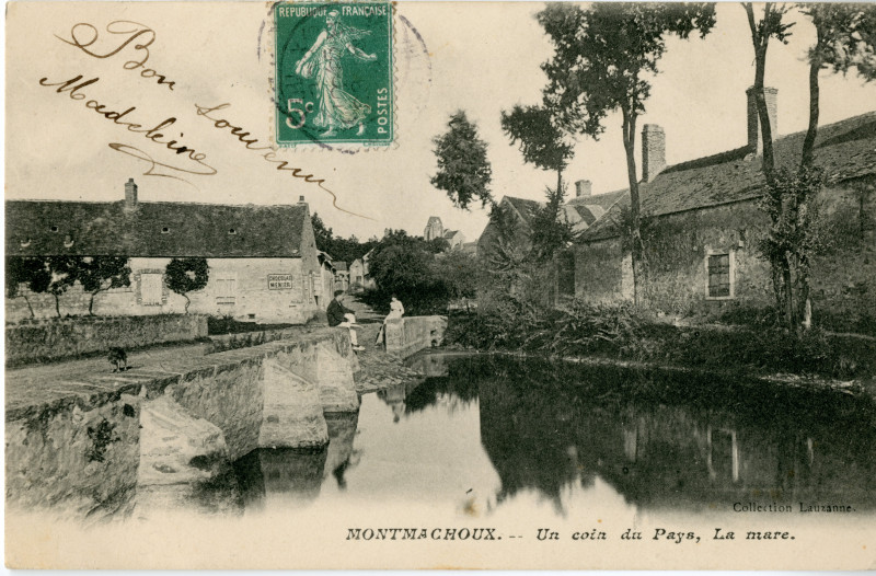 Carte postale ancienne Un coin du Pays, La mare. à Montmachoux