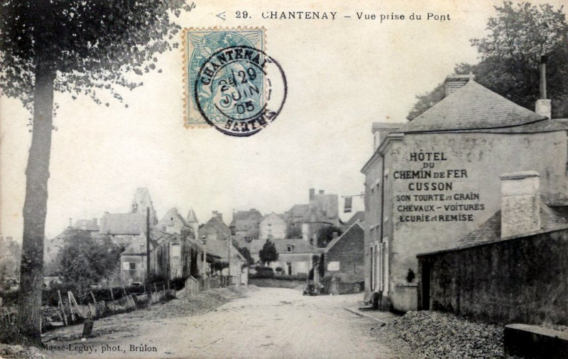 Carte postale ancienne Chantenay-VilleDieu - Vue prise du Pont à Chantenay-Villedieu