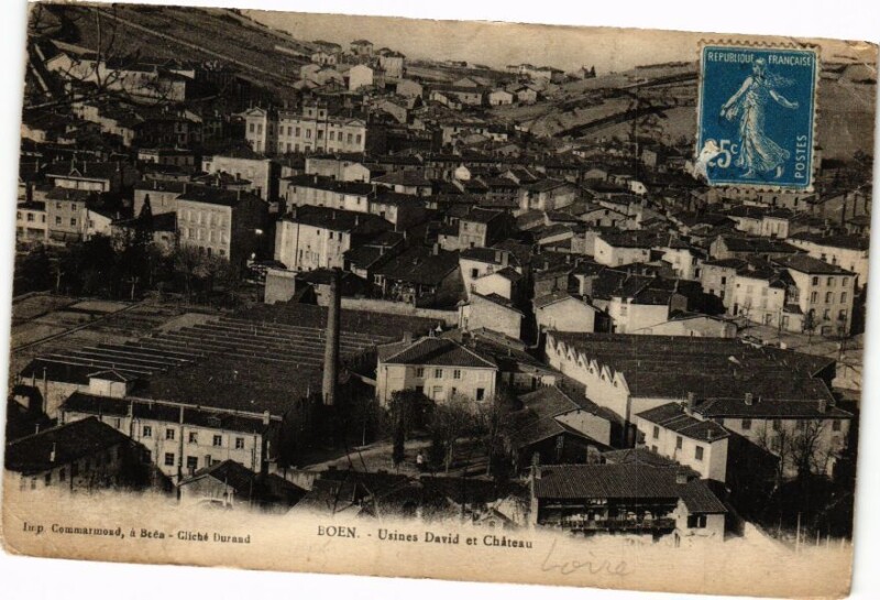 Carte postale ancienne Boen - Usines David et Chateau