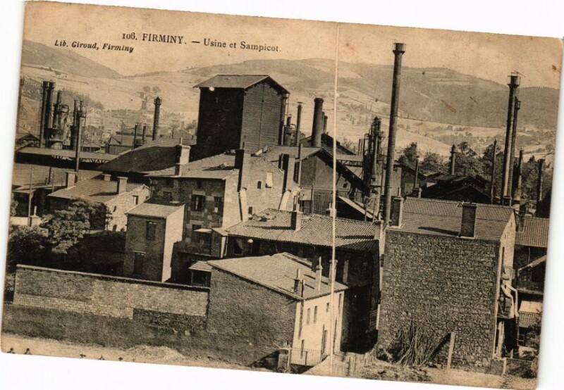 Carte postale ancienne Firminy - Usine et Sampion à Firminy