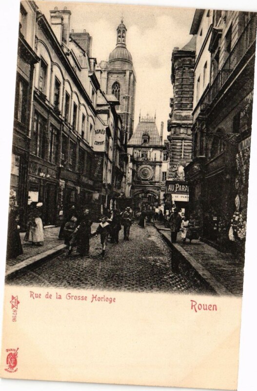 Carte postale ancienne Rouen-Rue de la Grosse Horloge à Rouen