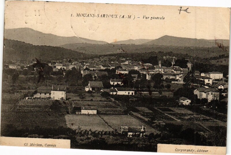 Carte postale ancienne Mouans-Sartoux-Vue générale à Mouans-Sartoux
