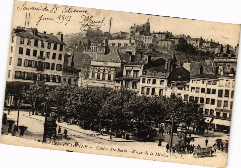 Carte postale ancienne Saint-Etienne - Colline Sainte-Barbe - Croix de la Mission à Saint-Étienne