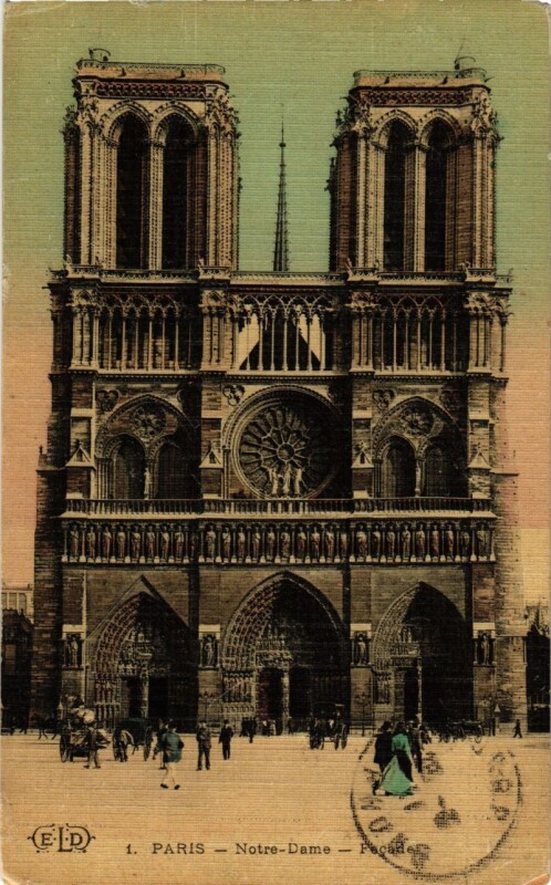 Carte postale ancienne Paris (1e) - Notre Dame de Paris facade à Paris 1er