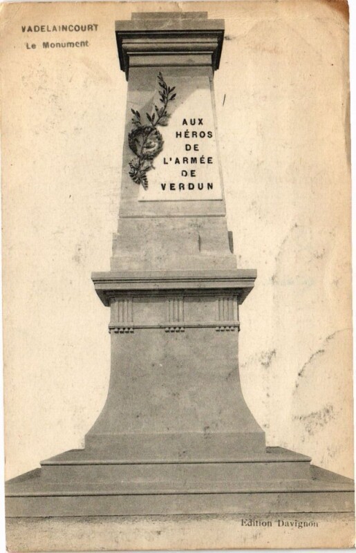 Carte postale ancienne Vadelaincourt - Le Monument à Vadelaincourt