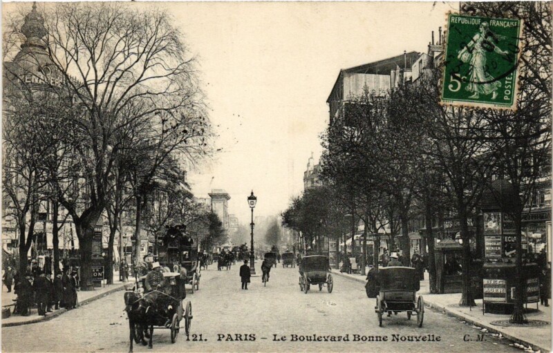 Carte postale ancienne Paris 2e-Le Boulevard Bonne Nouvelle à Paris 2e