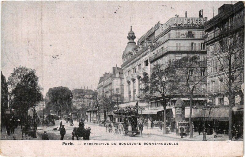 Carte postale ancienne Paris 2e-Perspective du Boulevard Bonne Nouvelle à Paris 2e