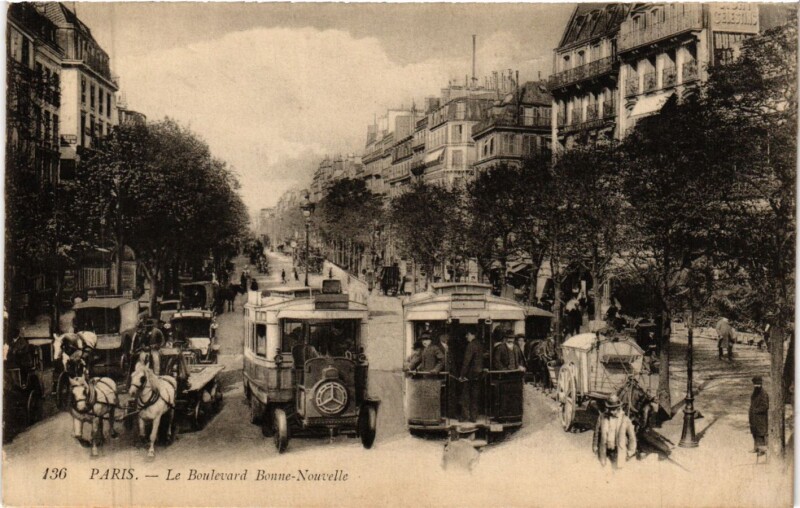 Carte postale ancienne Paris 2e-Le Boulevard Bonne Nouvelle à Paris 2e