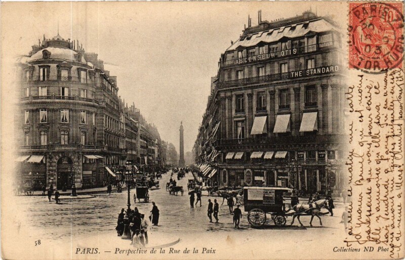 Carte postale ancienne Paris 2e-Perspective de la Rue de la Paix à Paris 2e