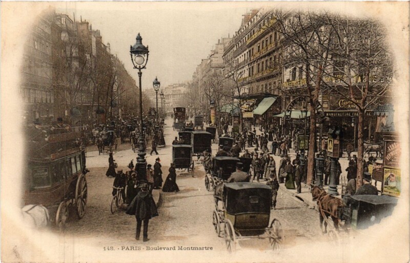 Carte postale ancienne Paris 2e-Le Boulevard Montmartre à Paris 2e