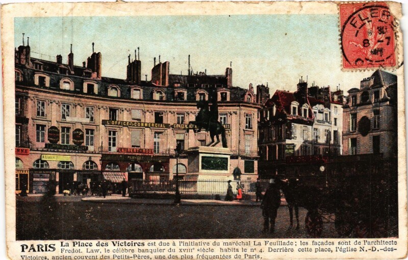 Carte postale ancienne Paris 2e-La Place des Victoires à Paris 2e
