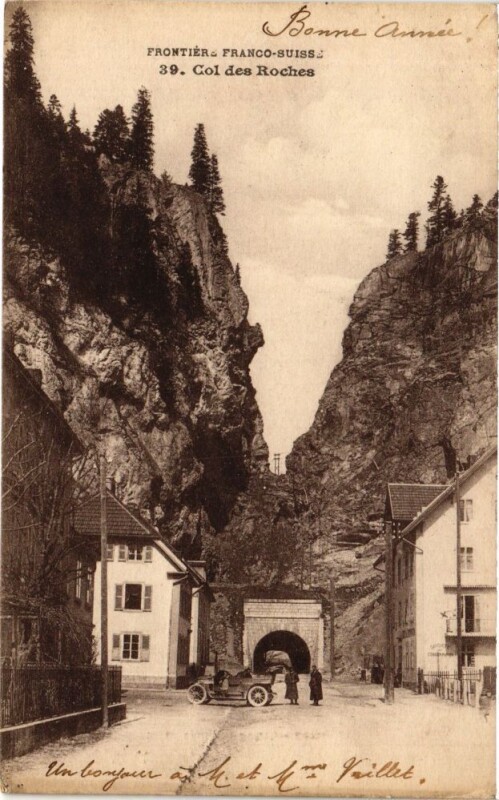 Carte postale ancienne Frontiere Franco-Suisse - Col des Roches