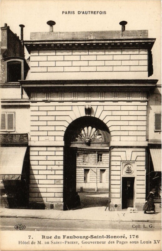 Carte postale ancienne Hôtel de M. de Saint-Priest - Gouverneur des Pages sous Louis XV à Paris 8e