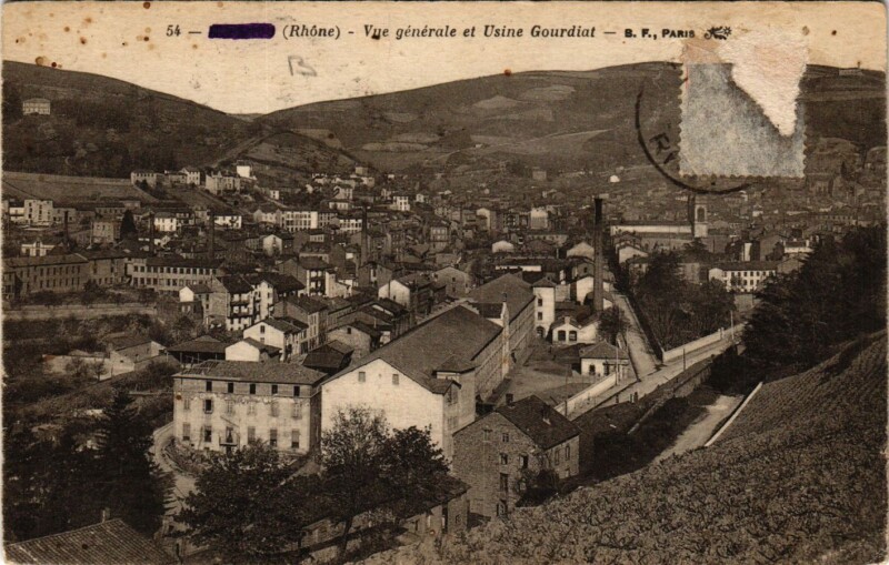 Carte postale ancienne Tarare - Vue générale et Usine Gourdiat à Tarare