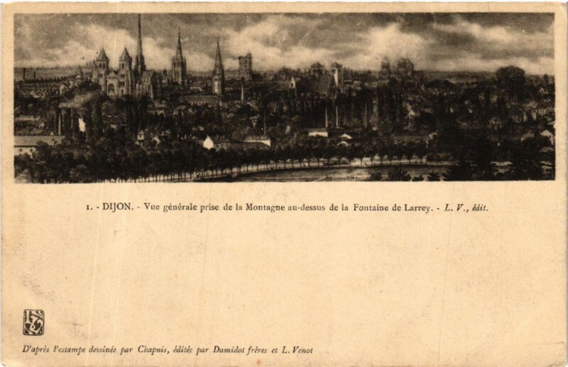 Carte postale ancienne Dijon - Vue générale prise de la Montagne au-dessus de la Fontaine à Dijon