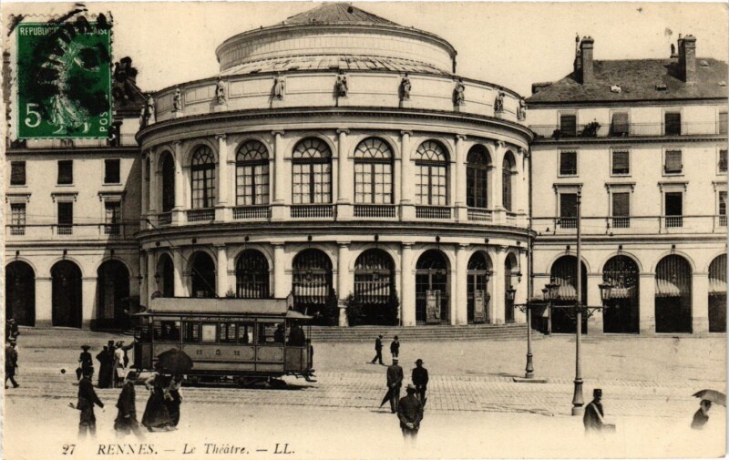 Carte postale ancienne Rennes - Le Théatre à Rennes