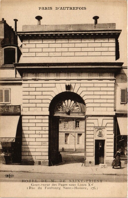 Carte postale ancienne Hôtel de M. de Saint-Priest - Gouverneur des Pages sous Louis XV à Paris 8e