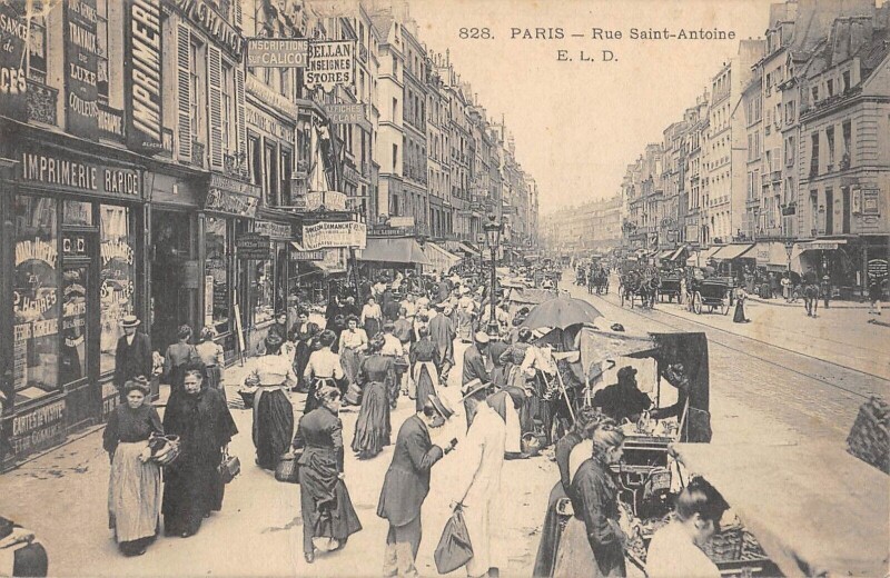Carte postale ancienne Paris 4e Rue Saint Antoine à Paris 4e