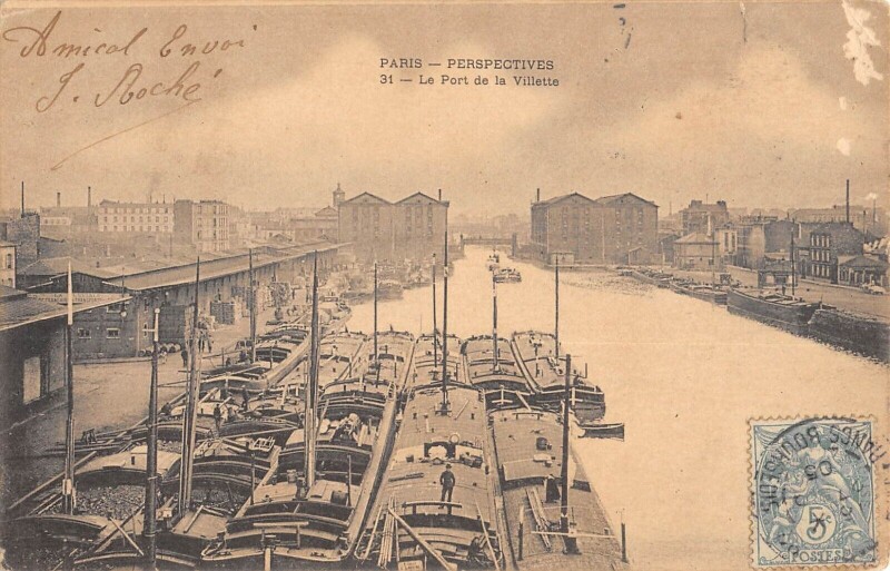 Carte postale ancienne Paris 5e Paris Perspectives Le Port De La Villette à Paris 5e